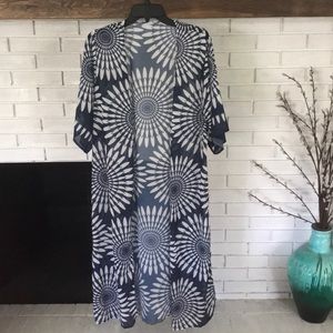 Navy and white boho print kimono